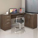 Ver imagem 1 de Mesa para Escritório 2 Portas 3 Gavetas Mirage Nogal Trend - Pnr Móveis
