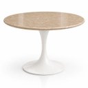 Ver imagem 1 de Mesa de Jantar Saarinen Redondo 140 cm Tampo Mármore Travertino Base Laca Branca