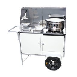 Carrinho de Batata Frita Branco com Rodas Pneumáticas e Guarda Sol - 2