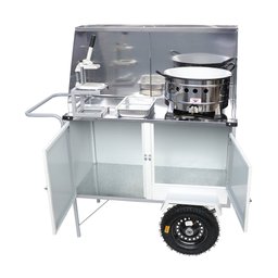 Carrinho de Batata Frita Branco com Rodas Pneumáticas e Guarda Sol - 3