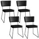 Ver imagem 1 de Kit 4 Cadeiras Decorativas Estofada Sala De Jantar Base Aço Allana L02 Couríssimo Preto - Lyam
