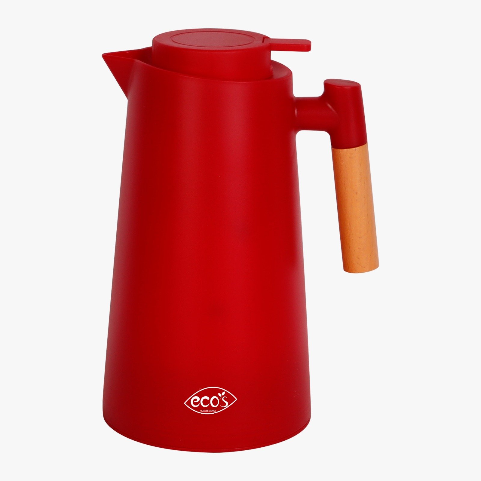 Garrafa Térmica com Gatilho Wood 1l Chá/café Vermelho