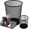 Kit Escritório Lixeira Porta Canetas e Porta Treco Preto - 1