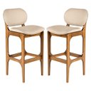 Ver imagem 1 de Kit 2 Banquetas para Cozinha Americana 50 x 104 Cm Decor Madeira Maciça Imbuia Linho Bege M58 - RMI