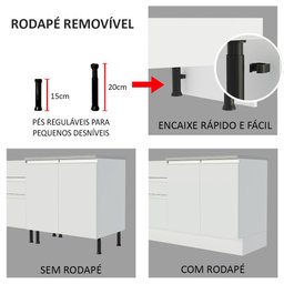 Armário de Cozinha Completa 220cm Branco/Branco/Preto Parma Madesa 03 - 7