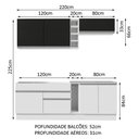 Ver imagem 4 de Armário de Cozinha Completa 220cm Branco/Branco/Preto Parma Madesa 03
