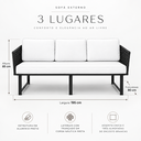 Ver imagem 3 de Sofá Eloa 3 Lugares Corda Nautica:Preto