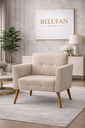 Ver imagem 5 de Poltrona Turin Pés Palitos em Madeira Suede Bege Premium Belufan Móveis