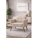 Ver imagem 5 de Poltrona Turin Pés Palitos em Madeira Suede Bege Premium Belufan Móveis