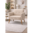 Ver imagem 3 de Poltrona Turin Pés Palitos em Madeira Suede Bege Premium Belufan Móveis