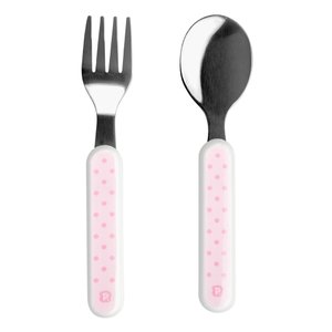 Kit Talher Infantil Colher e Garfo Inox Rosa/poás - Pimpolho