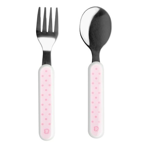 Kit Talher Infantil Colher e Garfo Inox Rosa/poás - Pimpolho