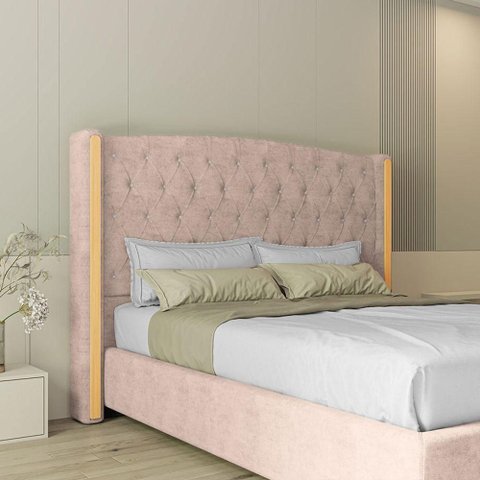 Cabeceira Estofada Queen 160 Cm Zirconio Veludo Rose