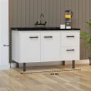 Ver imagem 5 de Gabinete Cozinha 2 Portas e 2 Gavetas 100% MDF Armário 144cm: Branco