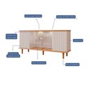 Ver imagem 5 de Buffet para Sala de Jantar 2 Portas Ripado Mdf 2 Portas de Vidro Janice Cimol Cinamomo/off White