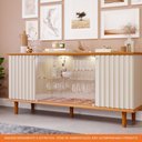 Ver imagem 6 de Buffet para Sala de Jantar 2 Portas Ripado Mdf 2 Portas de Vidro Janice Cimol Cinamomo/off White