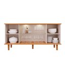Ver imagem 4 de Buffet para Sala de Jantar 2 Portas Ripado Mdf 2 Portas de Vidro Janice Cimol Cinamomo/off White