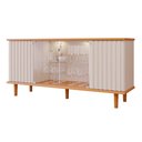 Ver imagem 1 de Buffet para Sala de Jantar 2 Portas Ripado Mdf 2 Portas de Vidro Janice Cimol Cinamomo/off White