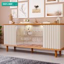Ver imagem 2 de Buffet para Sala de Jantar 2 Portas Ripado Mdf 2 Portas de Vidro Janice Cimol Cinamomo/off White