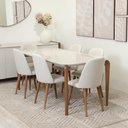 Ver imagem 1 de Conjunto de Jantar Mesa Retangular com Vidro Donatella com 6 Cadeiras New Drop - Natural C/ Off
