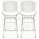 Ver imagem 1 de Kit 2 Banquetas BERTOIA cromada assento branco altura 70cm - Direto de Fábrica