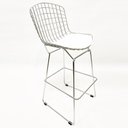 Ver imagem 3 de Kit 2 Banquetas BERTOIA cromada assento branco altura 70cm - Direto de Fábrica