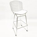 Ver imagem 2 de Kit 2 Banquetas BERTOIA cromada assento branco altura 70cm - Direto de Fábrica