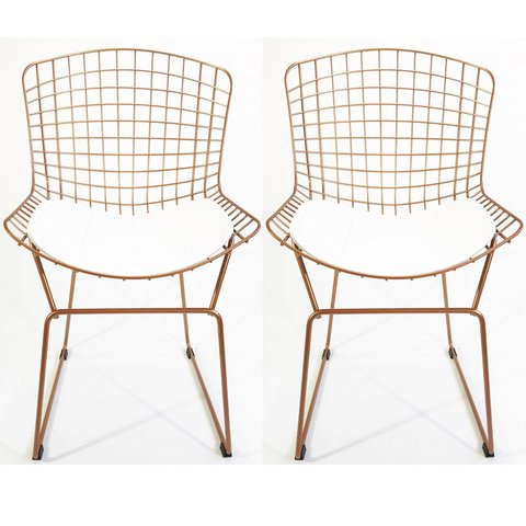 Kit 2 Cadeiras para cozinha BERTOIA cobre assento branco - Direto de Fábrica