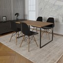 Ver imagem 1 de Mesa Industrial Base de Ferro Preto Tampo 137x90 Amêndoa 4 Cadeiras Eames Madeira Assento Preto