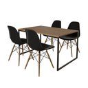 Ver imagem 2 de Mesa Industrial Base de Ferro Preto Tampo 137x90 Amêndoa 4 Cadeiras Eames Madeira Assento Preto