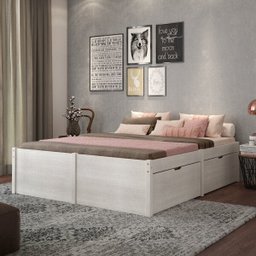 Cama Casal com 4 Gavetas Madeira Maciça Beauty - 1 Cama Casal com 4 Gavetas Madeira Maciça Beauty - 1