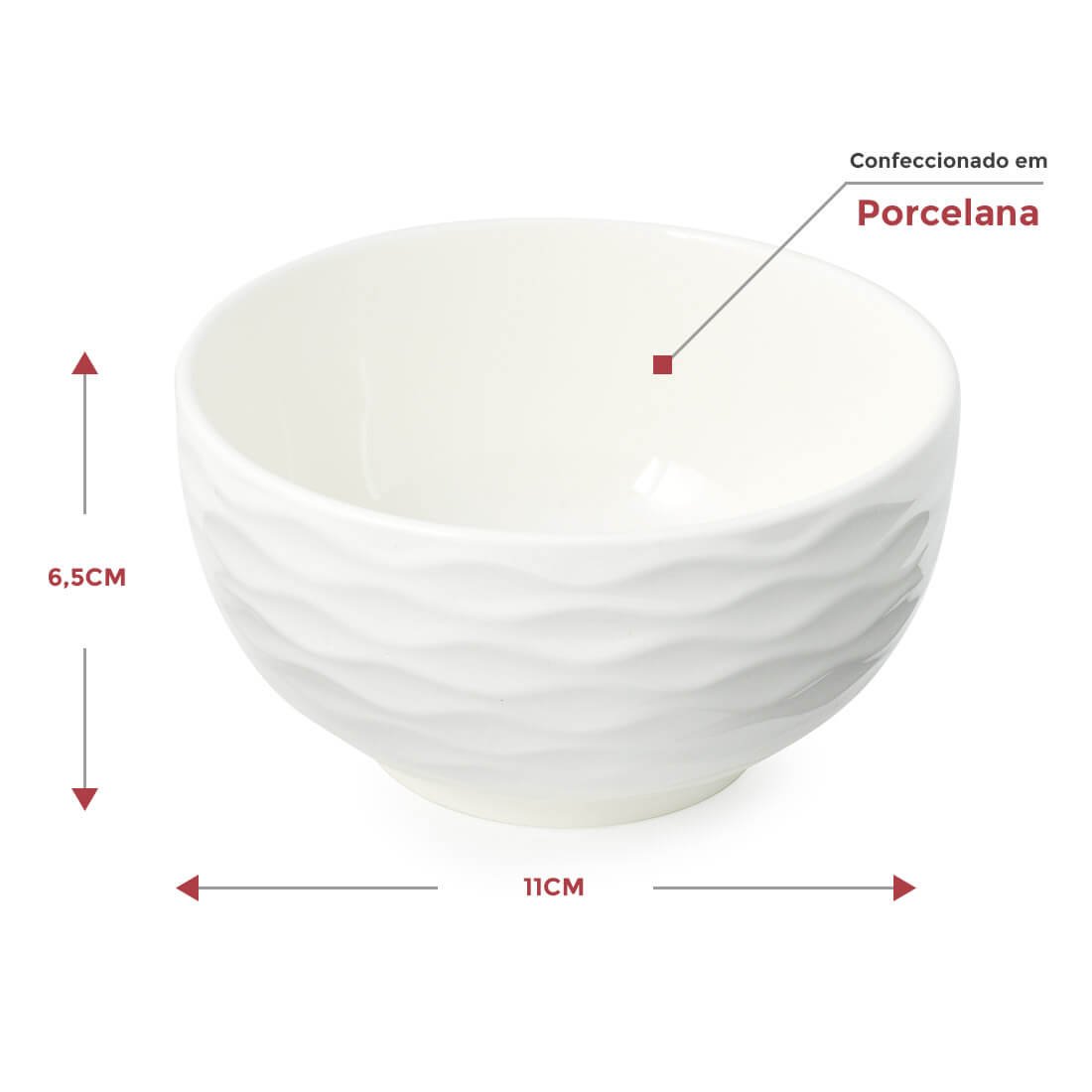 Bowl Tigela de Porcelana Branco 400ml Kit com 2 Peças - 2