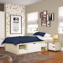 Ver imagem 2 de Cama Solteiro 1 Mesa de Cabeceira, 3 Gavetas e Nichos Madeira Maciça Charme Inter Link