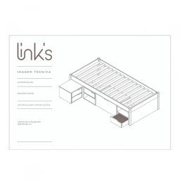 Cama Solteiro 1 Mesa de Cabeceira, 3 Gavetas e Nichos Madeira Maciça Charme Inter Link - 12