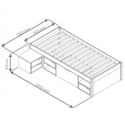 Cama Solteiro 1 Mesa de Cabeceira, 3 Gavetas e Nichos Madeira Maciça Charme Inter Link - 11