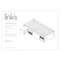 Cama Solteiro 1 Mesa de Cabeceira, 3 Gavetas e Nichos Madeira Maciça Charme Inter Link - 8