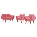 Ver imagem 1 de Conjunto Poltronas Opalla Pés Madeira Rosa