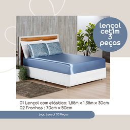 Lençol D Cetim Casal Padrão Confortavel Lencol com Elastico Acetinado Anti Frizz - 3