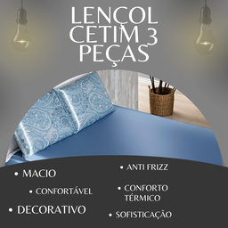 Lençol D Cetim Casal Padrão Confortavel Lencol com Elastico Acetinado Anti Frizz - 2