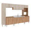 Ver imagem 1 de Cozinha Modulada Completa Max 295cm Nicho Forno Balcão Pia Cooktop Mdp Carvalho Blanche - Clicklar