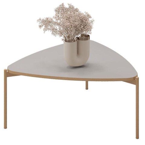 Mesa de Centro Lina Bali Triangular MDF Metal 76.5cm Dourado DJ Móveis