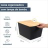 Caixa Organizadora com Tampa de Bambu 18 Litros Ecoa Cinza - 2