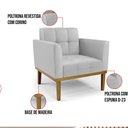 Ver imagem 3 de Poltrona Sala Decorativa Kit 2 Elisa Base Madeira Castanho Sintético Cinza D03 - D’Rossi
