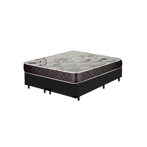 Cama Box King Colchão Aylla Espuma D33 NK Camas + Box Suede 70x193x203:Preto