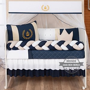 KIT JOGO DE BERÇO COROINHA 11 PECAS KIT PROTETOR DE BERÇO COROA LUXO PARA BEBE TRANÇADO COM SAIA DE