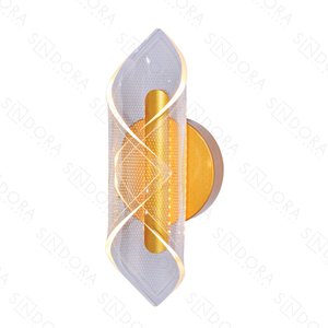 Arandela 28×12×12cm 6w 3000k 420lm Bivolt Metal Dourado + Acrílico