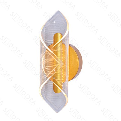 Arandela 28×12×12cm 6w 3000k 420lm Bivolt Metal Dourado + Acrílico