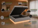 Ver imagem 3 de Cama Box Baú Casal Flutuante com LED, Encaixe para Colchão e Puxador Embutido:Cinza
