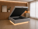 Ver imagem 1 de Cama Box Baú Casal Flutuante com LED, Encaixe para Colchão e Puxador Embutido:Cinza