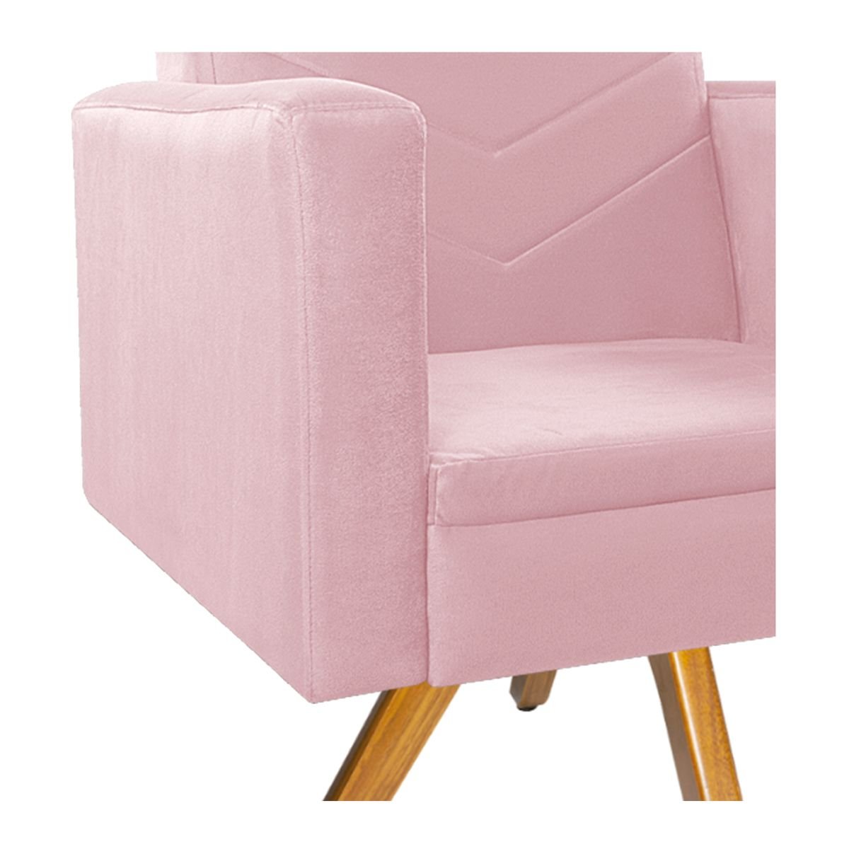 Kit Namoradeira e 01 Poltrona Bella Base Giratória Madeira Suede- ADJ Decor - Rosa Bebê - 9